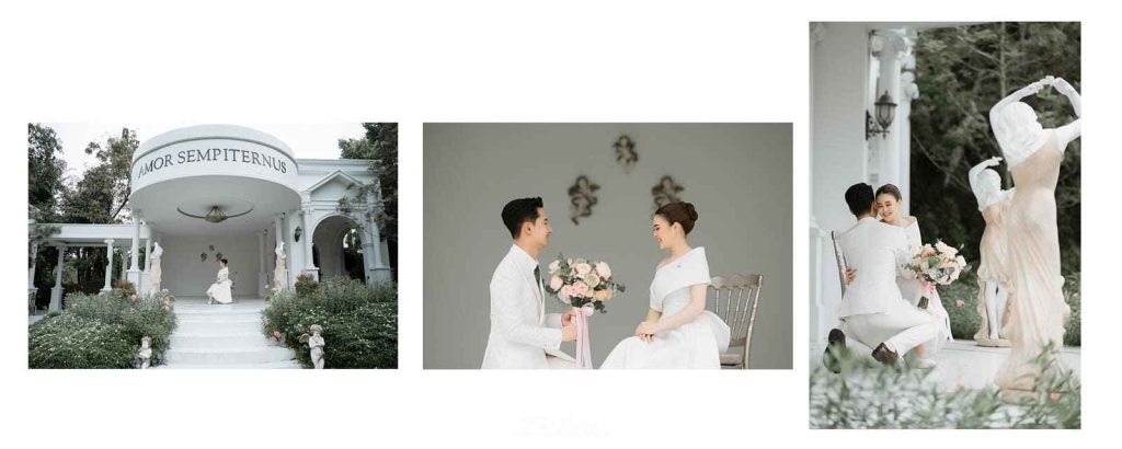 เจ้าบ่าวและเจ้าสาวในงานแต่งงานธีมสีขาว